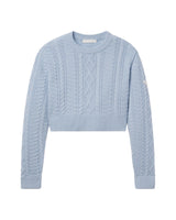 allume VF Merino Cashmere Blue RS—03C Cropped Cable Knit Powder Blue Knitwear Thumbnail