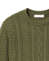 allume VF Merino Cashmere Green RS—03C Cropped Cable Knit Olive Knitwear Thumbnail